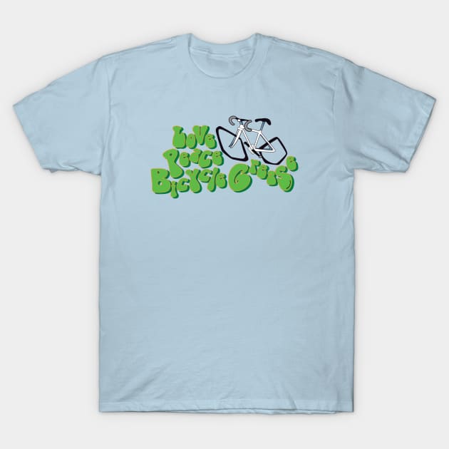 Love Peace Bicycle Grease T-Shirt by ek